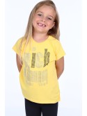 T-shirt with a shimmering yellow application NDZ8490 - Online store - Boutique